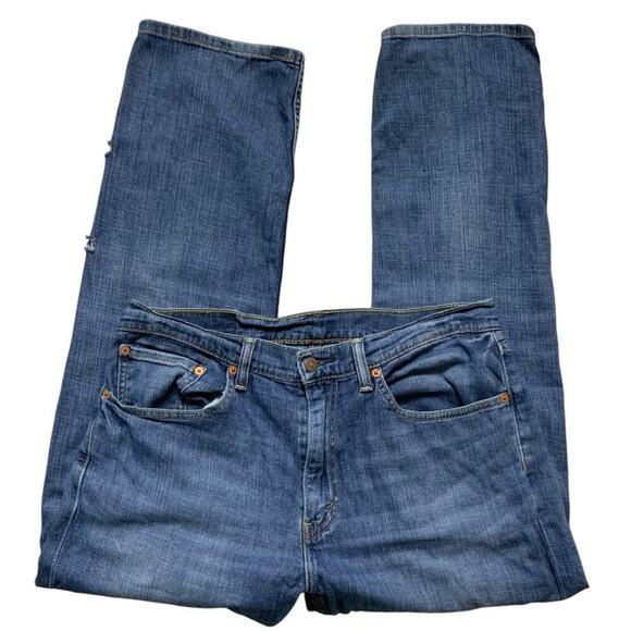 Levi's 505 Jeans Mens Size 34X30 Straight Relaxed Fit Whiskers Medium Wash Denim - Picture 5 of 10